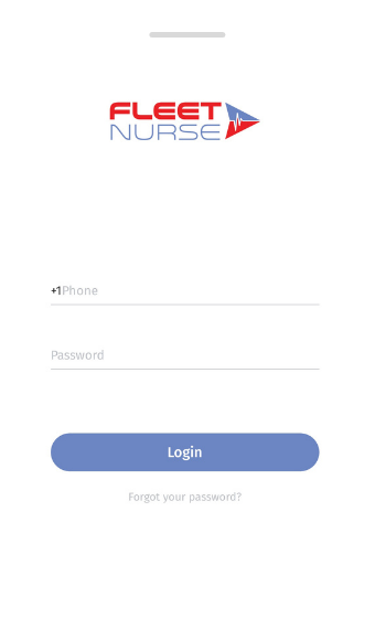 FleetNurse Mobile App Login Screen